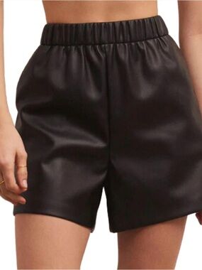 Z Supply Black Faux Leather Pull-On Shorts